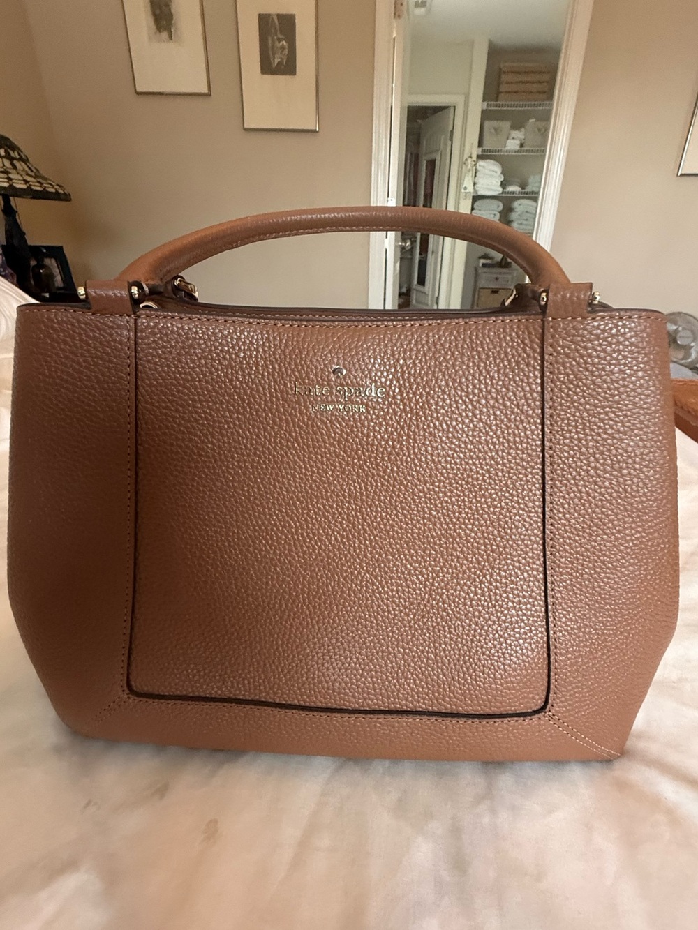 kate spade NWOT Pebbled Leather Satchel in Caramel Brown